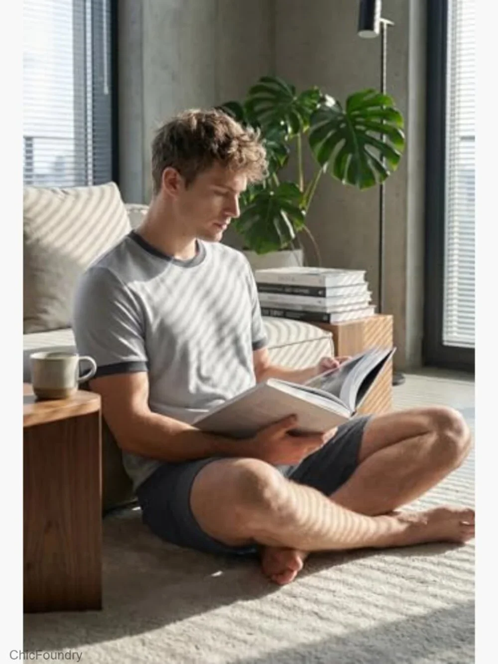 Men's Short Sleeve Pajama Set 2 Piece Loungewear with Pockets